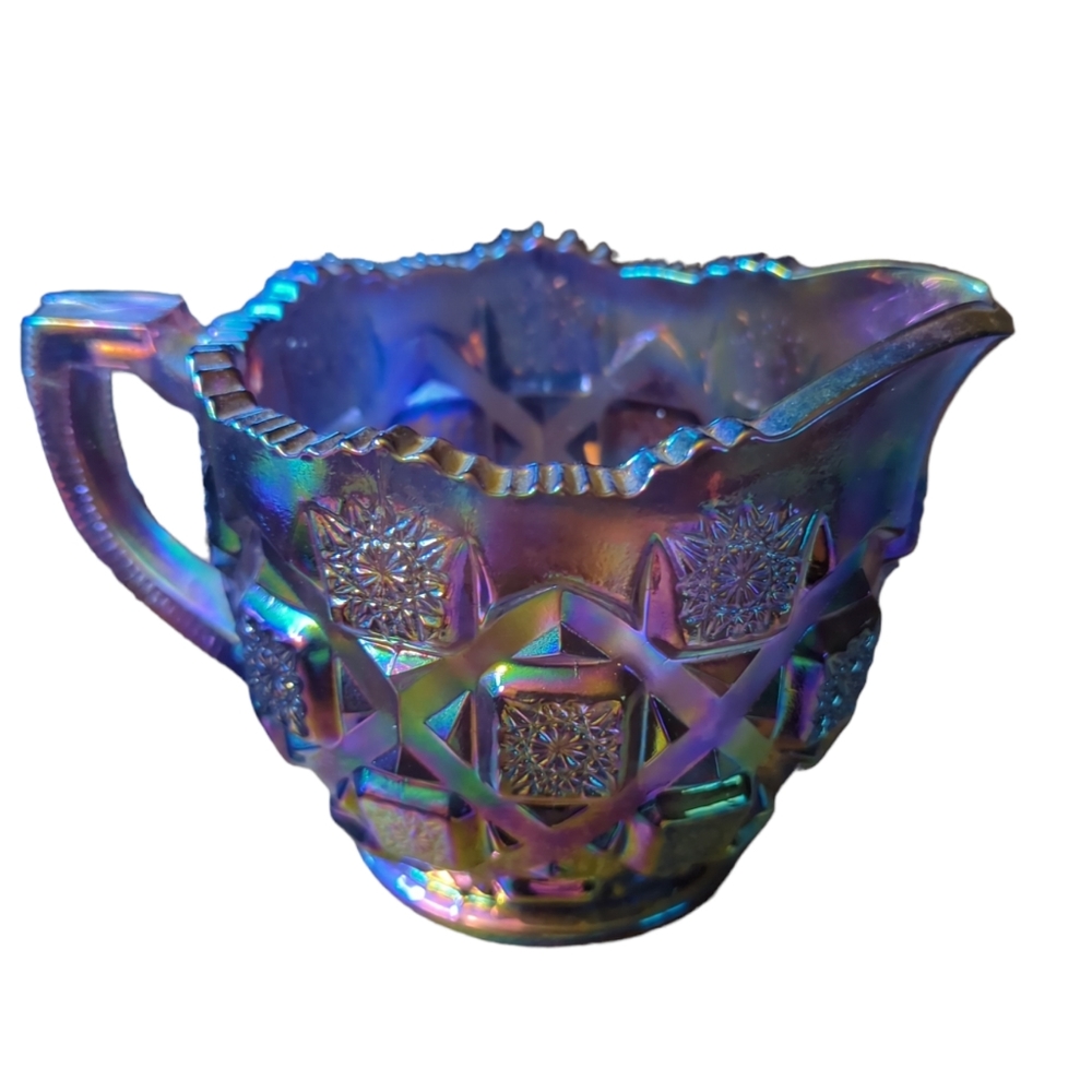 Vintage Westmoreland Glass Quilt Pattern Amethyst Creamer pitcher handle